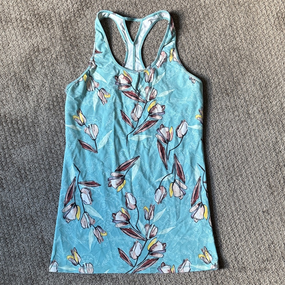 CALIA by Carrie Underwood Light Blue Floral Tank Top
